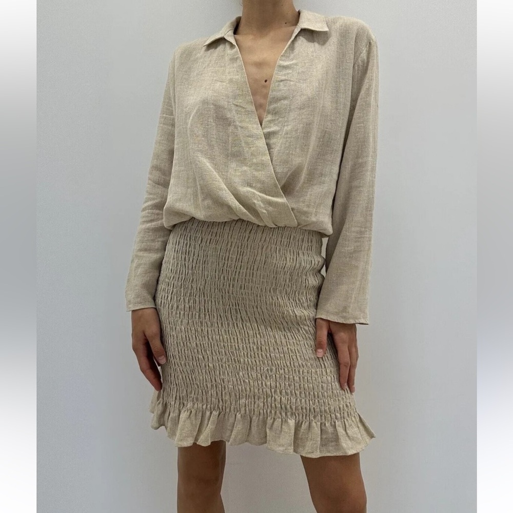 Zara Elegant Beige Wrap Valery Dress - Picture 2 of 9
